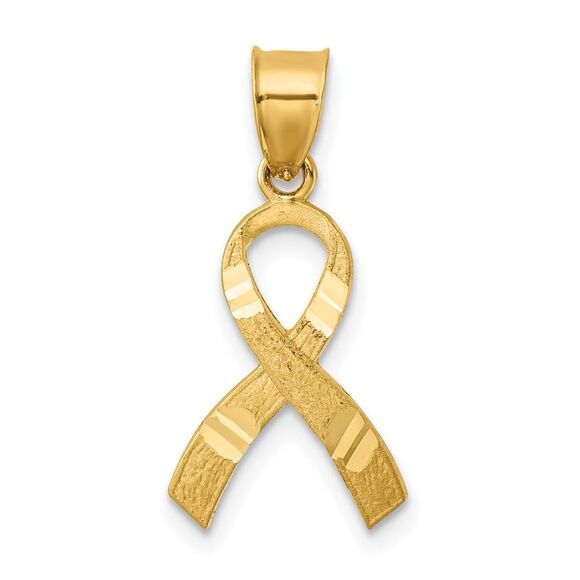 14k Yellow Gold Diamond-cut Awareness Pendant